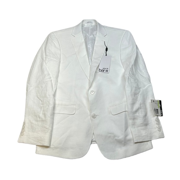 Bar III Linen Sport Coat‎ Mens 38R 38 White Slim Fit Summer Coastal $360 - Picture 1 of 11